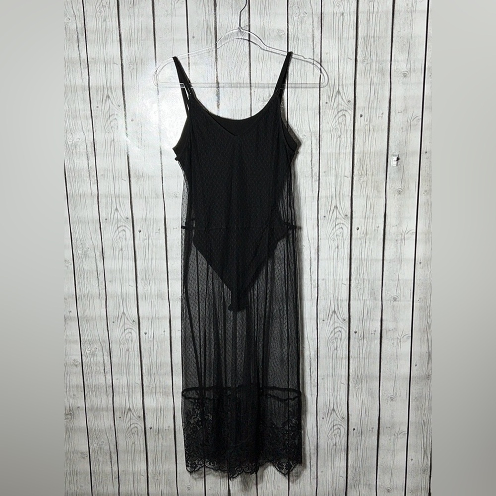 H&M x Coachella beach festival Low Back bodysuit lined sheer lace dress
